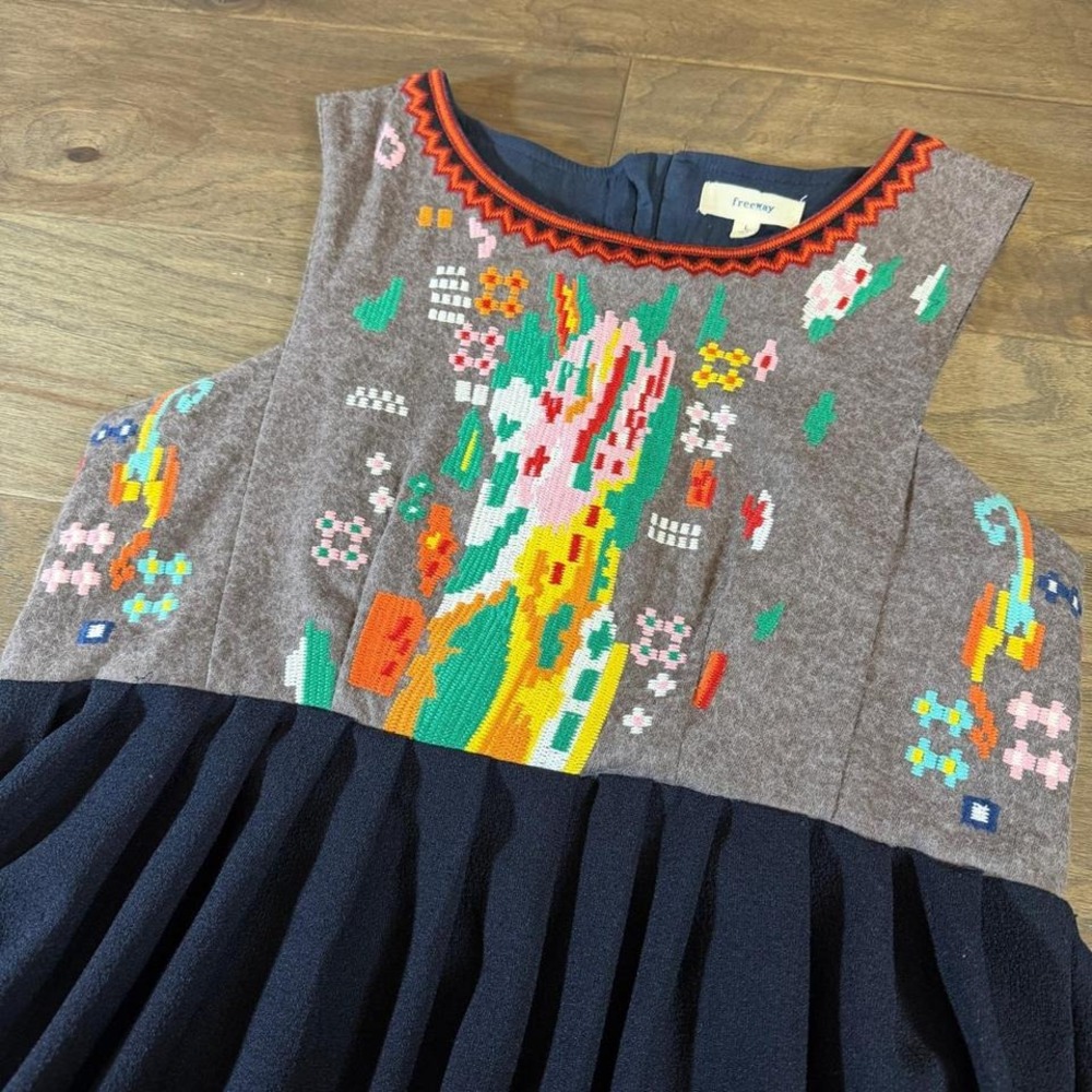 Embroidered Boho Folk Dress Size L Women Geometric Folk Art - Picture 3 of 8